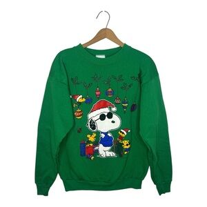 Vintage 90s Snoopy Joe Cool Christmas Sweatshirt Tultex Youth L Fits Women XS/S